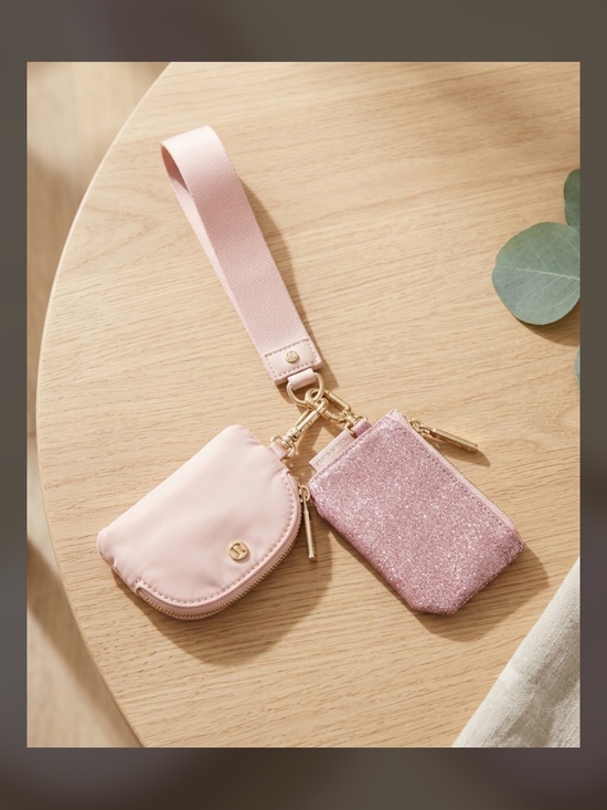 lululemon athletica Accessories - Lululemon Pink Dual-Pouch Glitter Wristlet NWOT